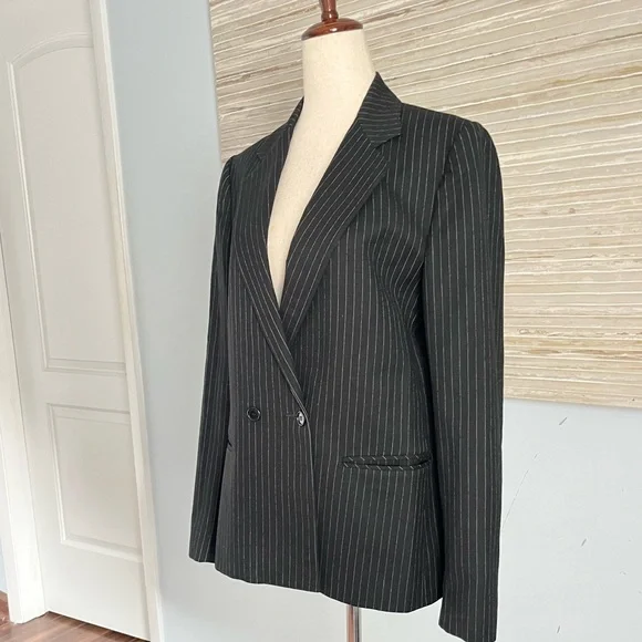 Vintage 100% Wool Pinstriped jacket blazer size 8 - Picture 8 of 13